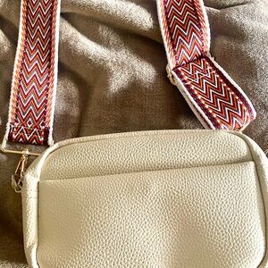 Cream Camera Bag Crossbody Guitar Strap Purse